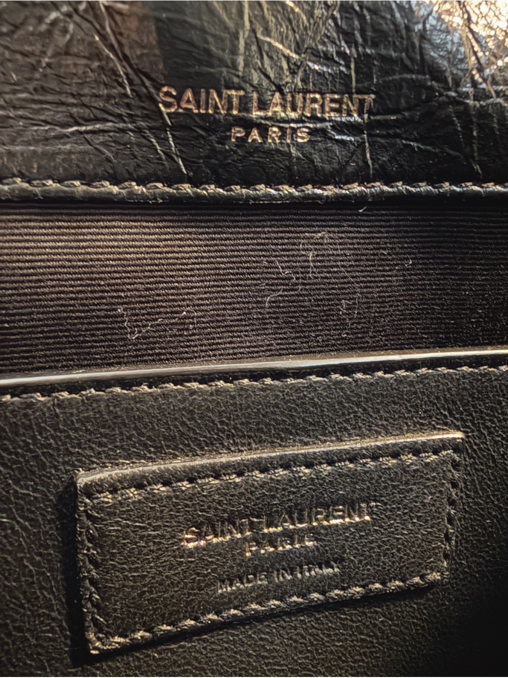 Yves Saint Laurent Black Crinkled Leather Niki Bag - Picture 9 of 10
